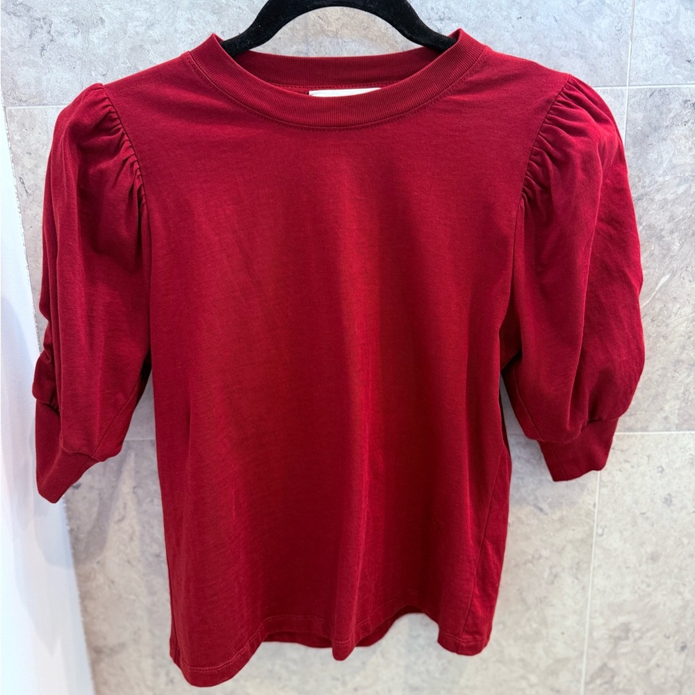 Frame  Puff Sleeve Top - Red